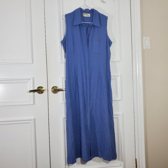 Vintage CALIFORNIA GIRL Maxi Button Down Linen Dress - Picture 4 of 15